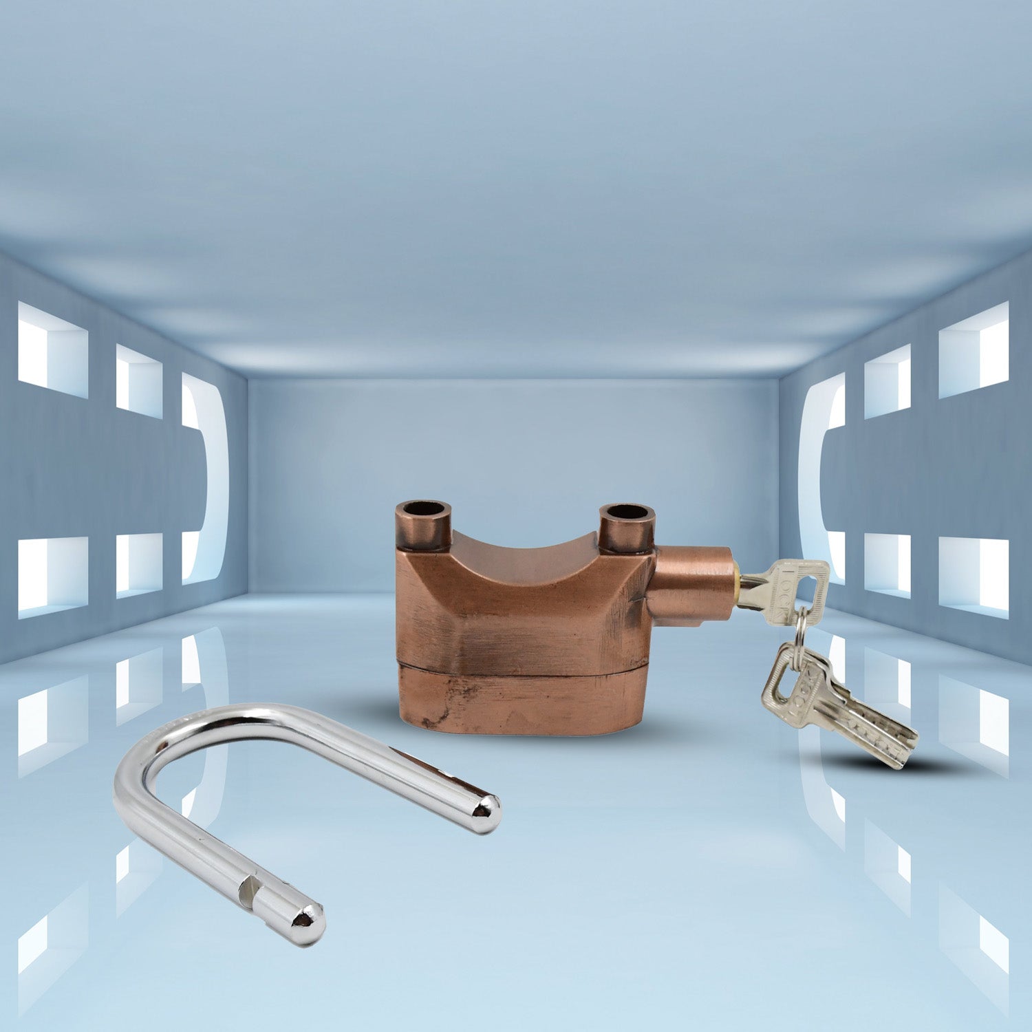 Brown Security Alarm Metallic Lock System With 3 Keys (1 Set) Brown Security Alarm Metallic Lock System With 3 Keys (1 Set)